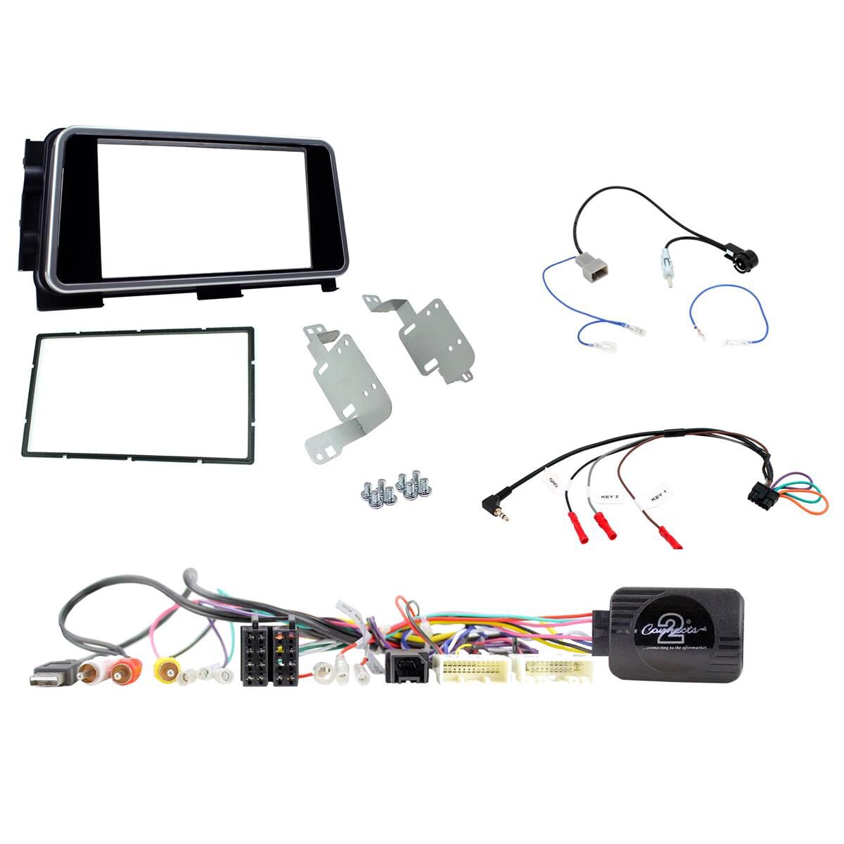 DOUBLE DIN INSTALL KIT TO SUIT NISSAN MICRA (GLOSS BLACK), , scaau_hi-res