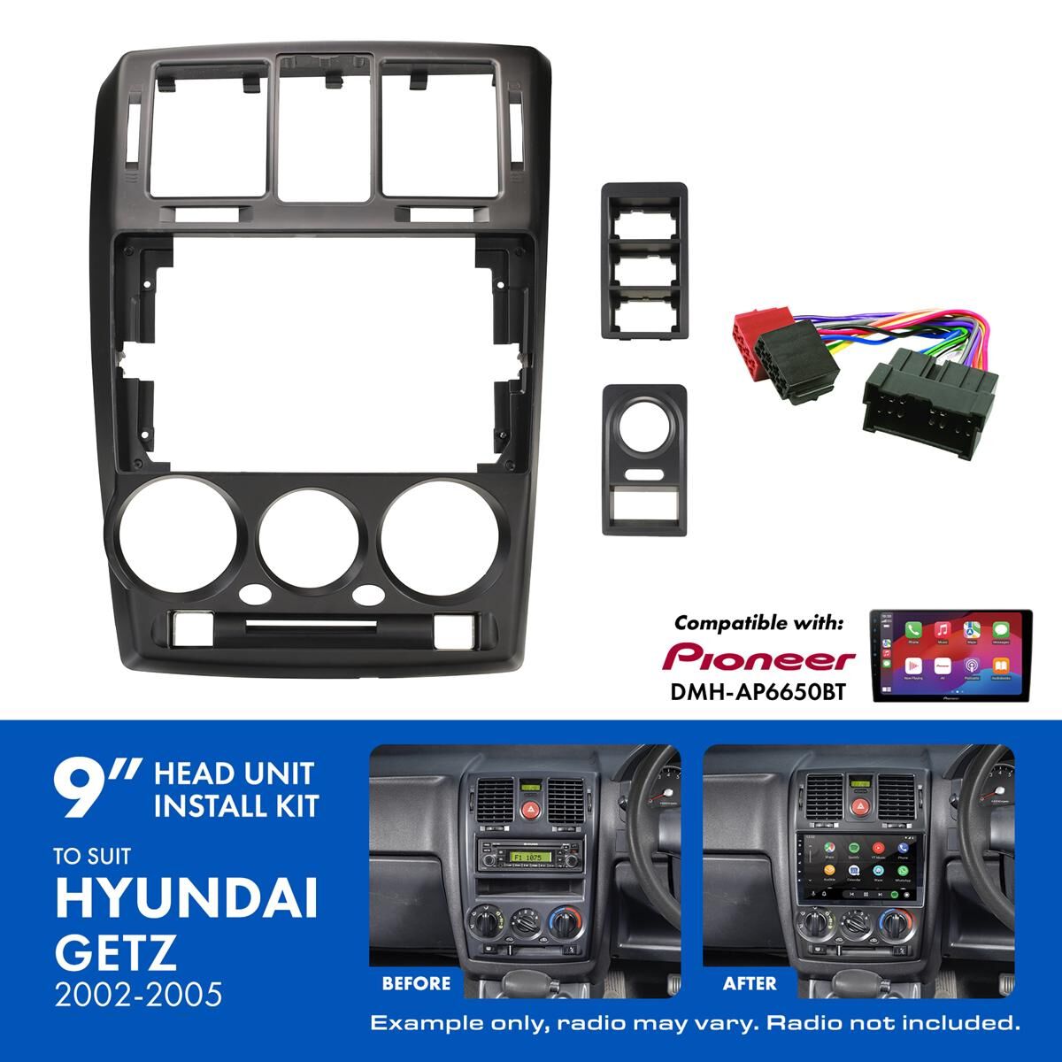 9" HEAD UNIT INSTALL KIT TO SUIT HYUNDAI GETZ 2002-2005, , scaau_hi-res