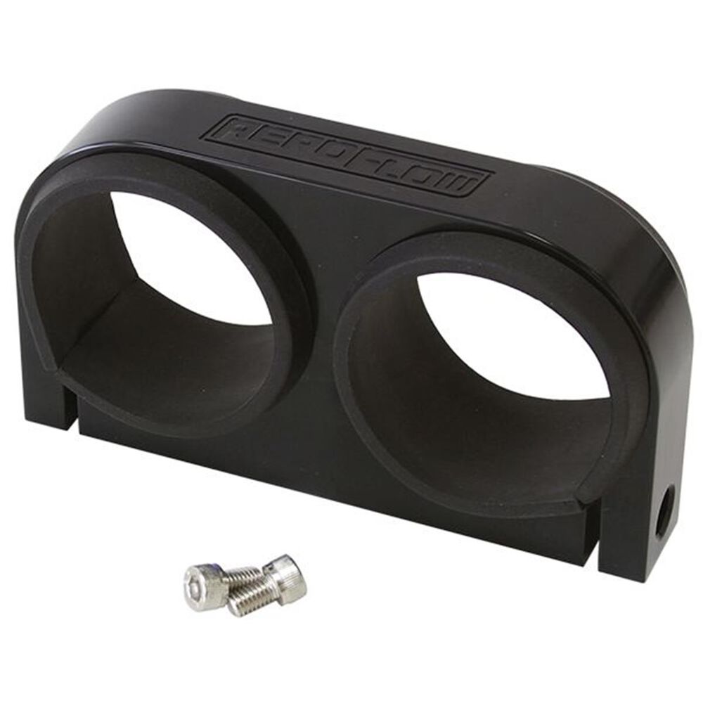 Aeroflow Dual Billet Fuel Pump Bracket Black, AF642902BLK