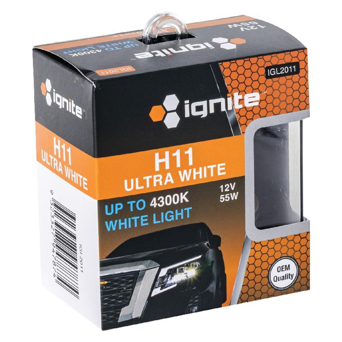 PKT2 H11 4300K HALOGEN GLOBES12V 55W PGJ19-2 TWIN BOX, , scaau_hi-res