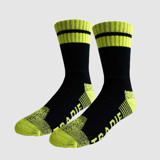 TRADIE MENS 3PK ACRYLIC CREW SOCK BLACK/YWL 11-13, , scaau_hi-res