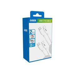 LASER 60W USB-C TO USB-C CABLE WHITE 2 PACK 2M | FAST CHARGING & DURABLE, , scaau_hi-res