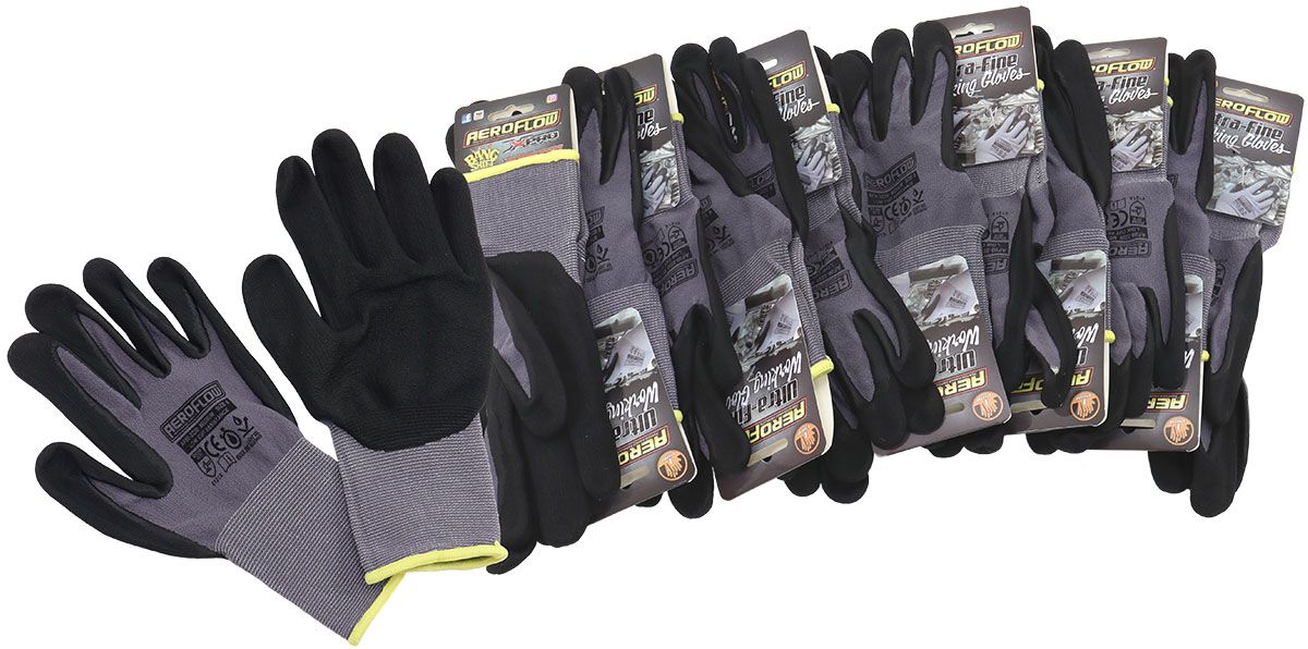 MECHANIC GLOVES LARGE NITRILE FOAM 12 PAIRS BLACK WORK SHOP, , scaau_hi-res