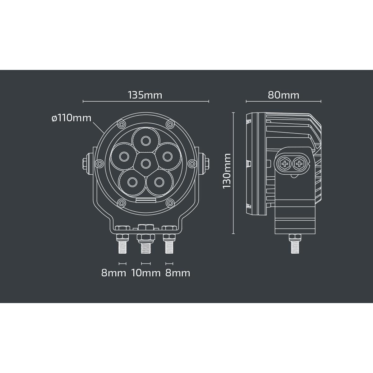 WORK LAMP NOXSOLIS LED 4" ROUND FLOOD BEAM 4,800 LUMEN 12-24V, , scaau_hi-res