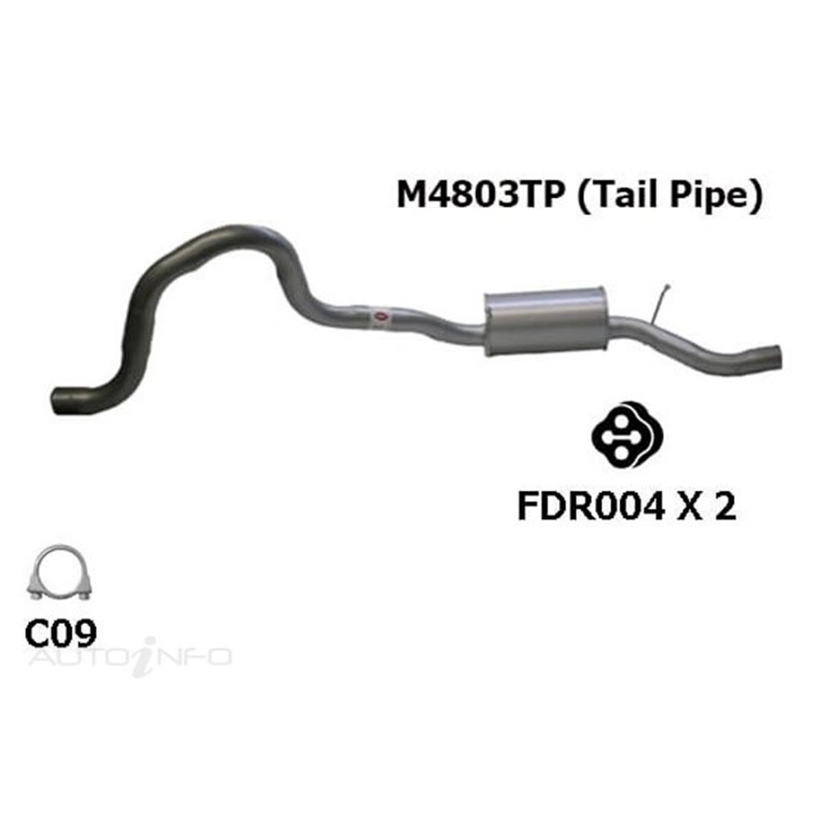 FORD FALCON EA-AU WAGON TAIL PIPE WITH DUAL REAR BRACKETS, , scaau_hi-res