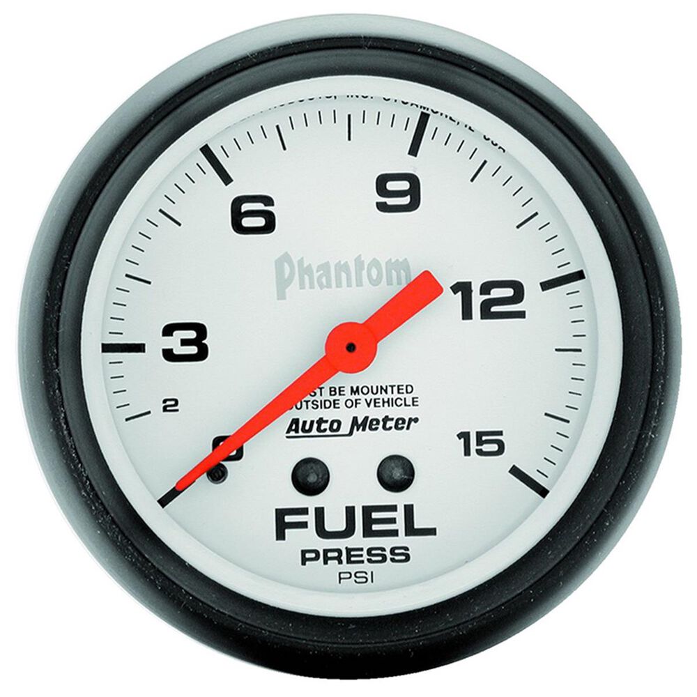 Autometer Phantom Fuel Pressure Gauge Mechanical 0 15 PSI, 2 5/8