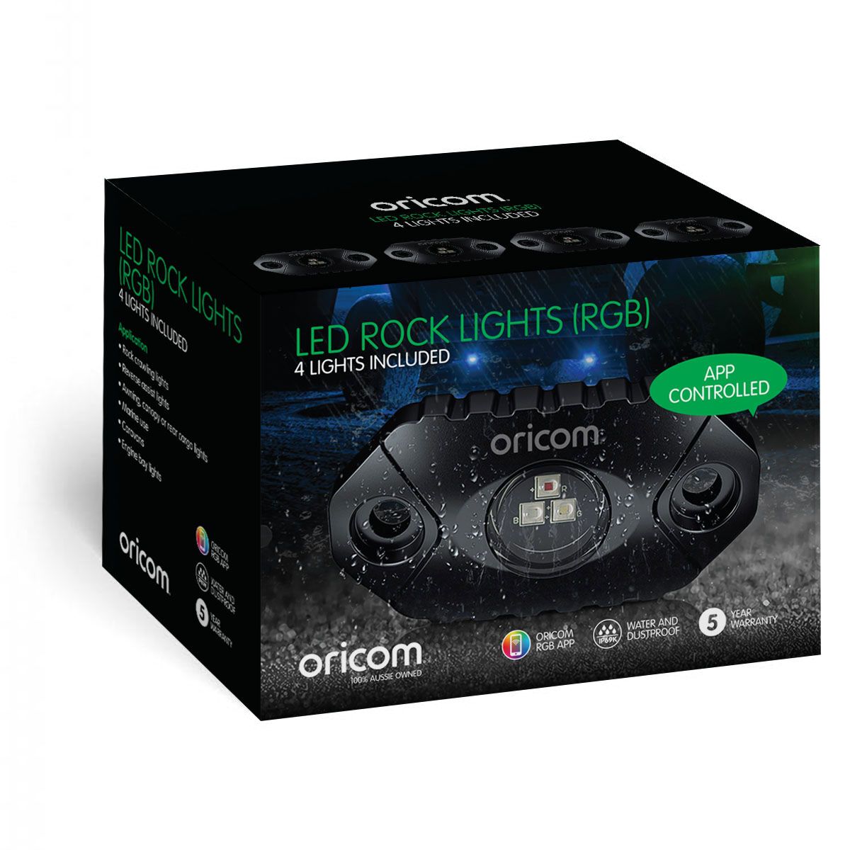 LED ROCK LIGHT 4 PACK RGB, , scaau_hi-res