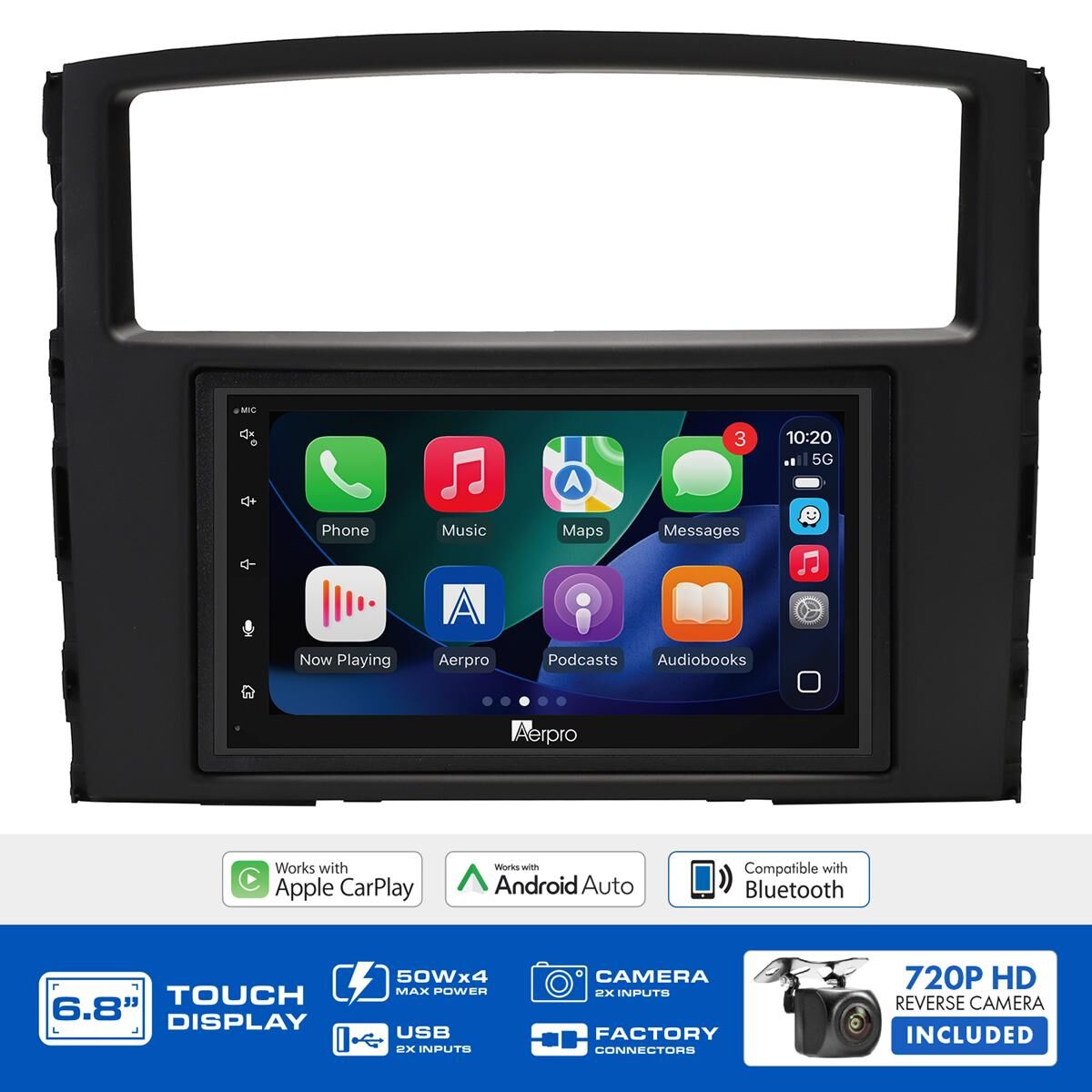 AERPRO 6.8" MULTIMEDIA RECEIVER HEAD UNIT KIT TO SUIT MITSUBISHI PAJERO &ndash; AX9100K6, , scaau_hi-res