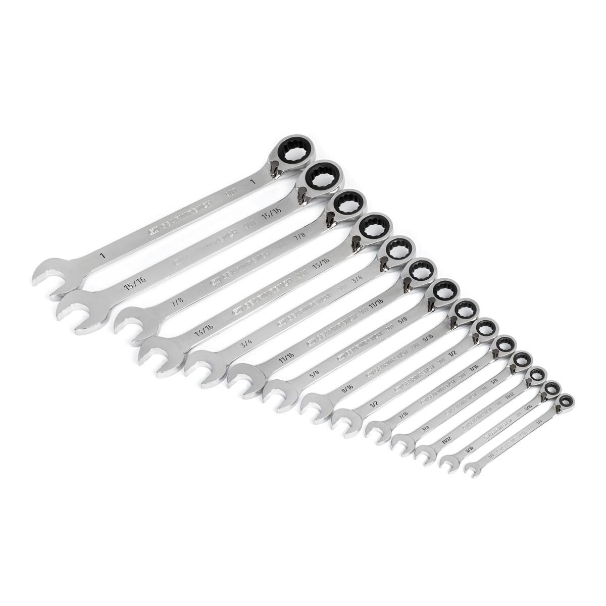 14 PIECE 90-TOOTH 12 POINT SAE REVERSIBLE RATCHETING WRENCH SET, , scaau_hi-res