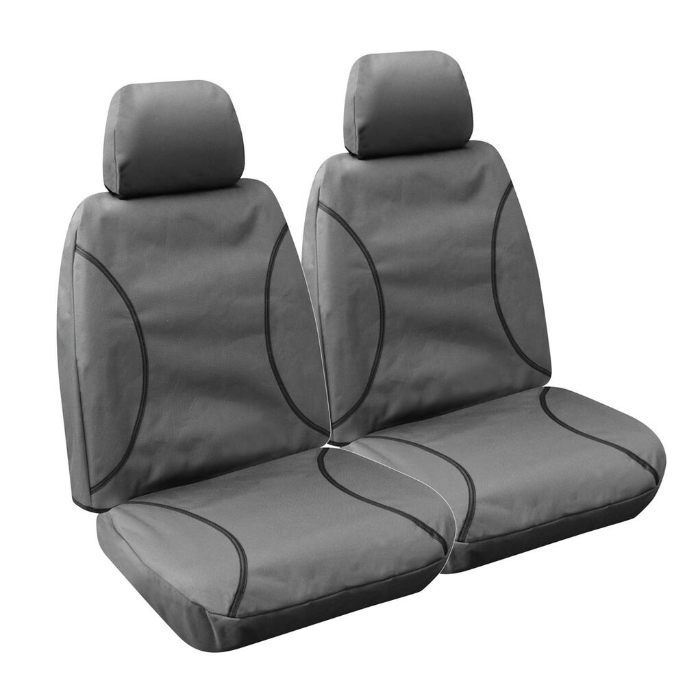 Tradies Canvas Ready Made Seat Covers Front, Grey, Suits HiAce