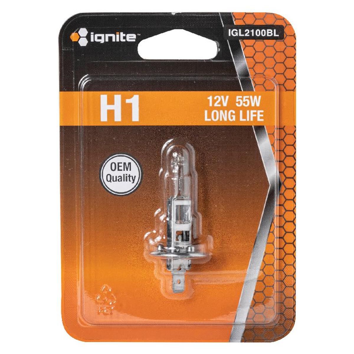 PKT 1 H1 HALOGEN GLOBE 12V 55WP14.5s BASE LONG LIFE BLISTER, , scaau_hi-res