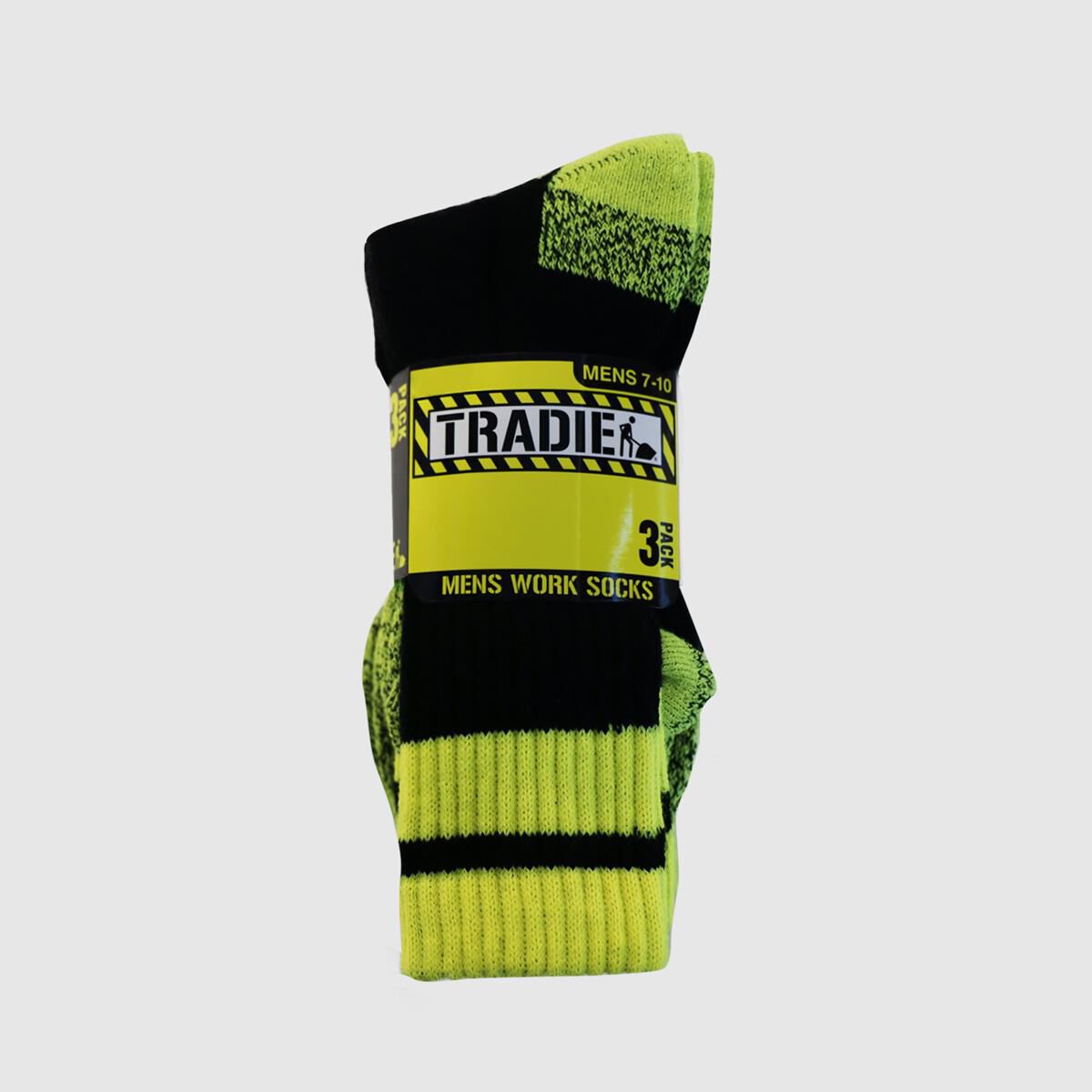 TRADIE MENS 3PK ACRYLIC CREW SOCK BLACK/YWL 11-13, , scaau_hi-res