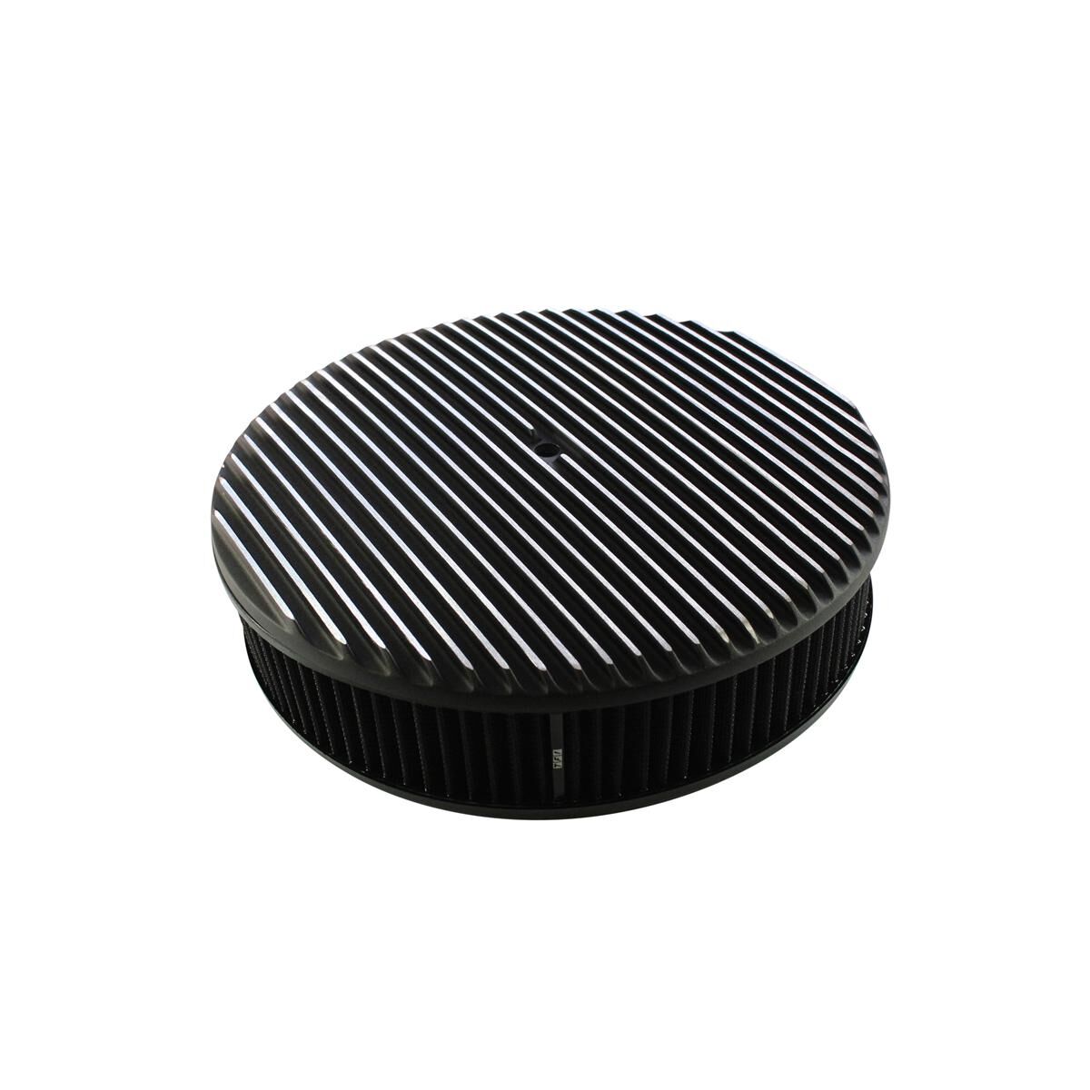 Air Cleaner 14 x 3 Round Full Finned Aluminium Black Paper Element, , scaau_hi-res