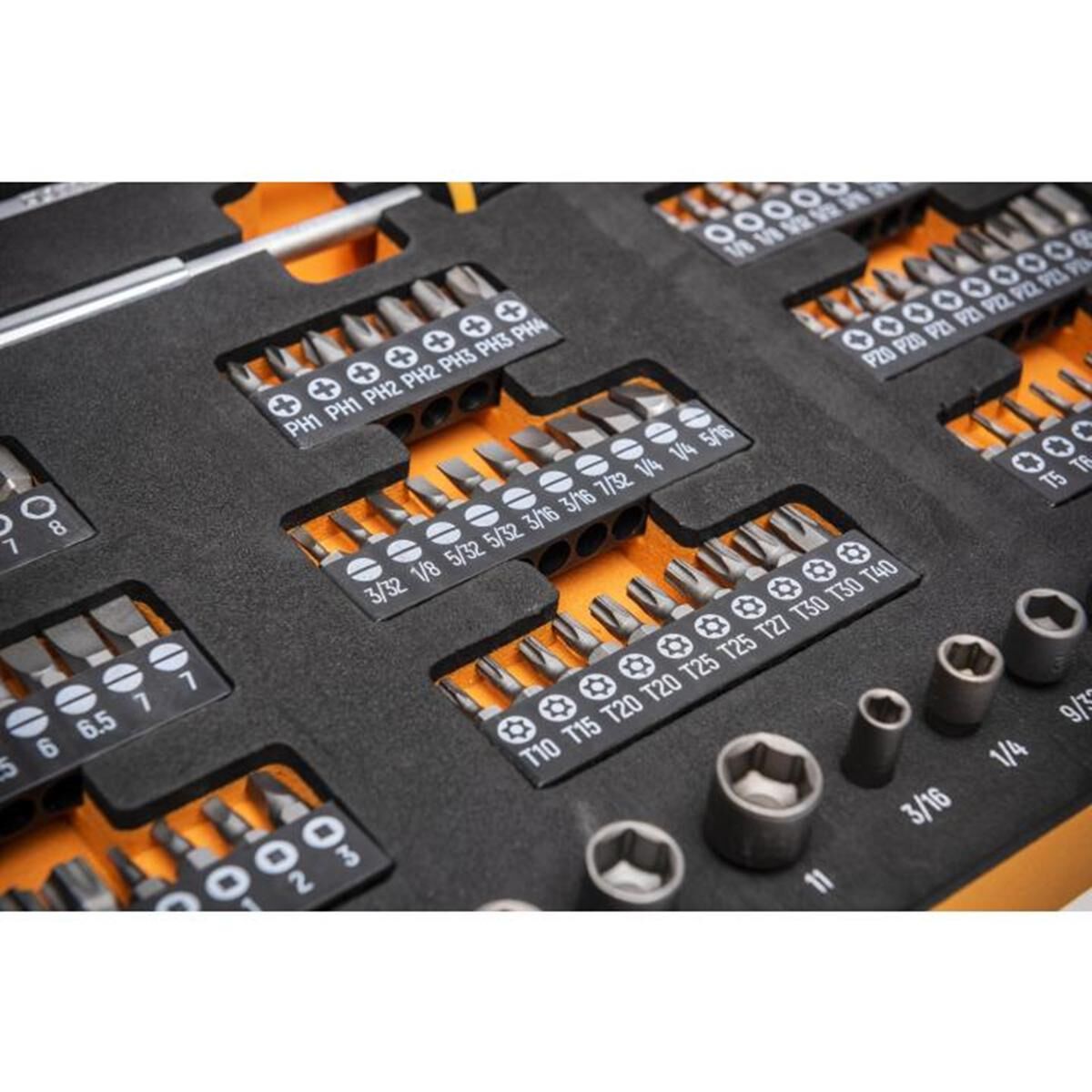 105 PIECE 1/4&rdquo; DRIVE SLIM HEAD MECHANICS TOOL SET IN FOAM STORAGE TRAY, , scaau_hi-res