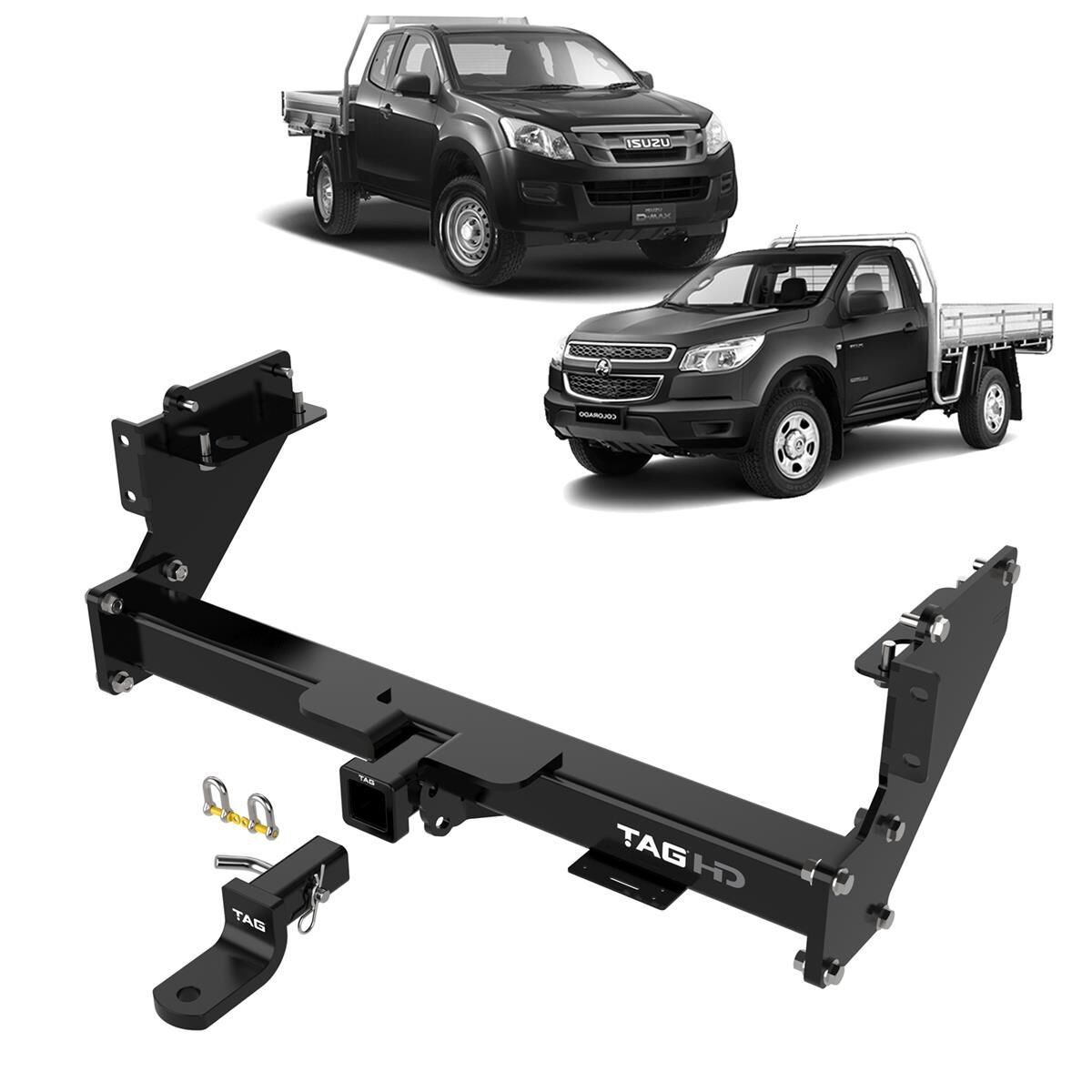 HOLDEN COLORADO & ISUZU DMAX SUITS MODELS WITH NO BUMPER 3 PIECE POWDER COATED, , scaau_hi-res