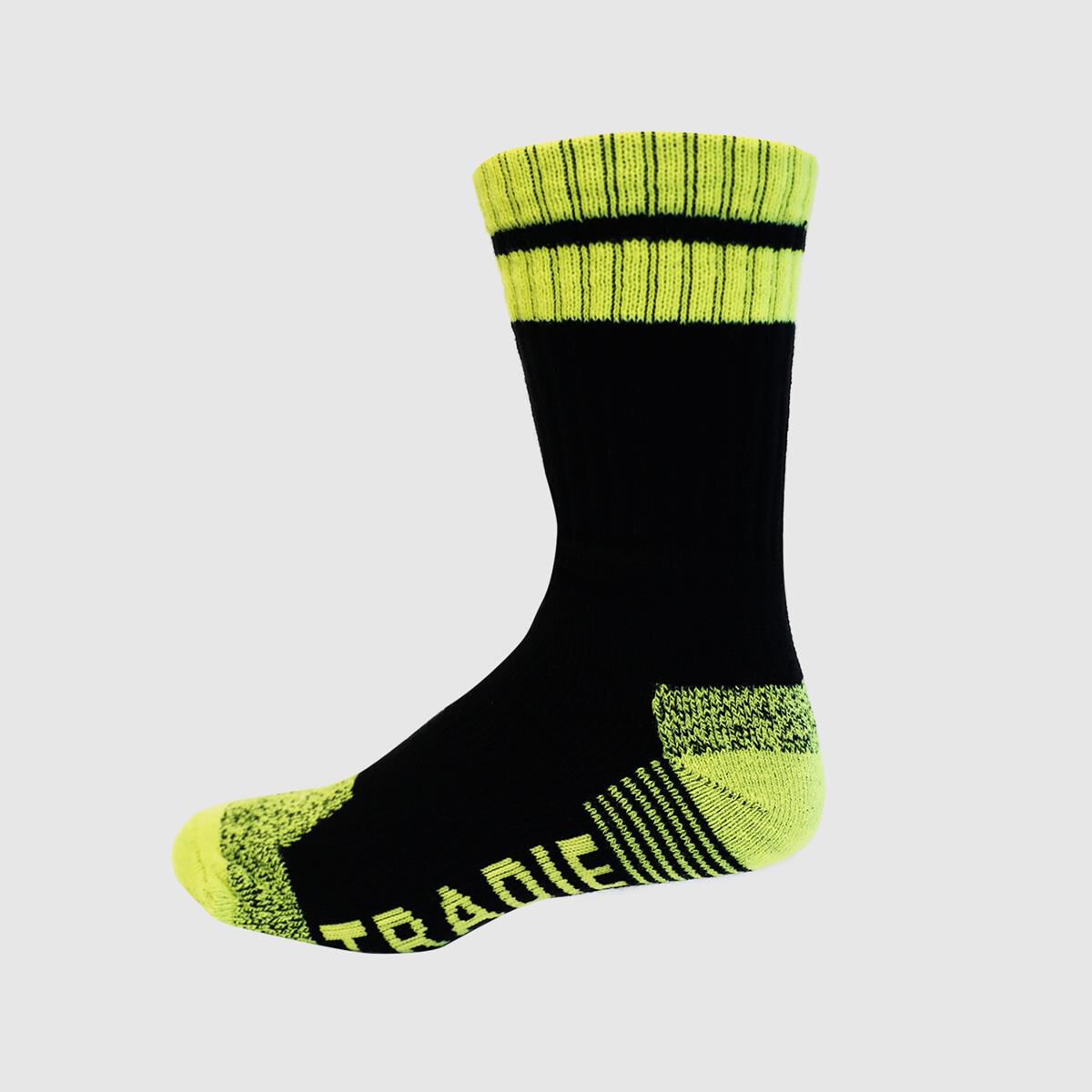 TRADIE MENS 3PK ACRYLIC CREW SOCK BLACK/YWL 11-13, , scaau_hi-res