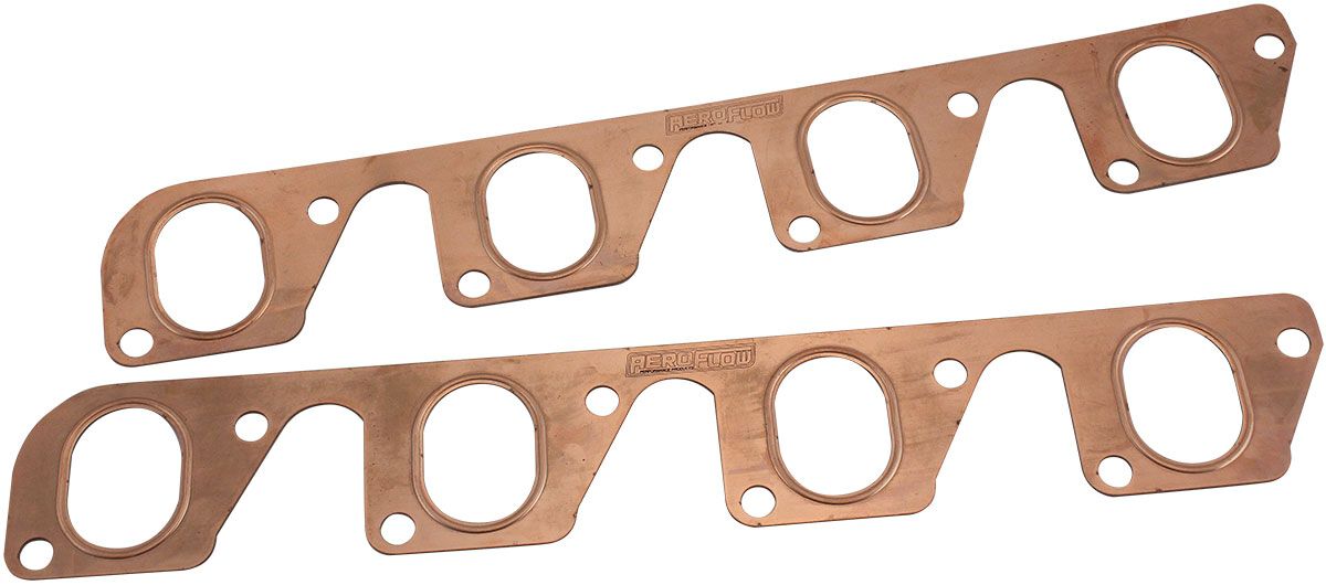 FORD CLEVELAND EXHAUST GASKETSCOPPER EMBOSSED 351C PAIR 2V OVAL AEROFLOW - AF 1854-1204, , scaau_hi-res