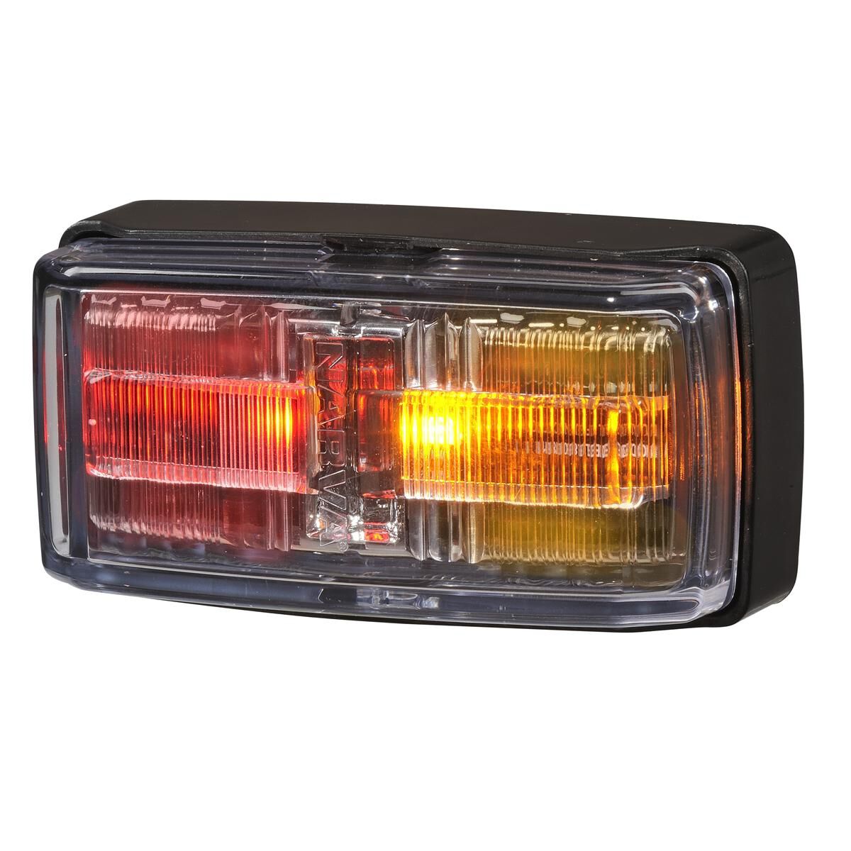 NARVA 9-33V LED SIDE MARKER OR SIDE DIRECTIONAL INDICATOR (RED/AMBER/AMBER) WITH BLACK BASE, CLEAR LENS & 0.5M CABLE, , scaau_hi-res