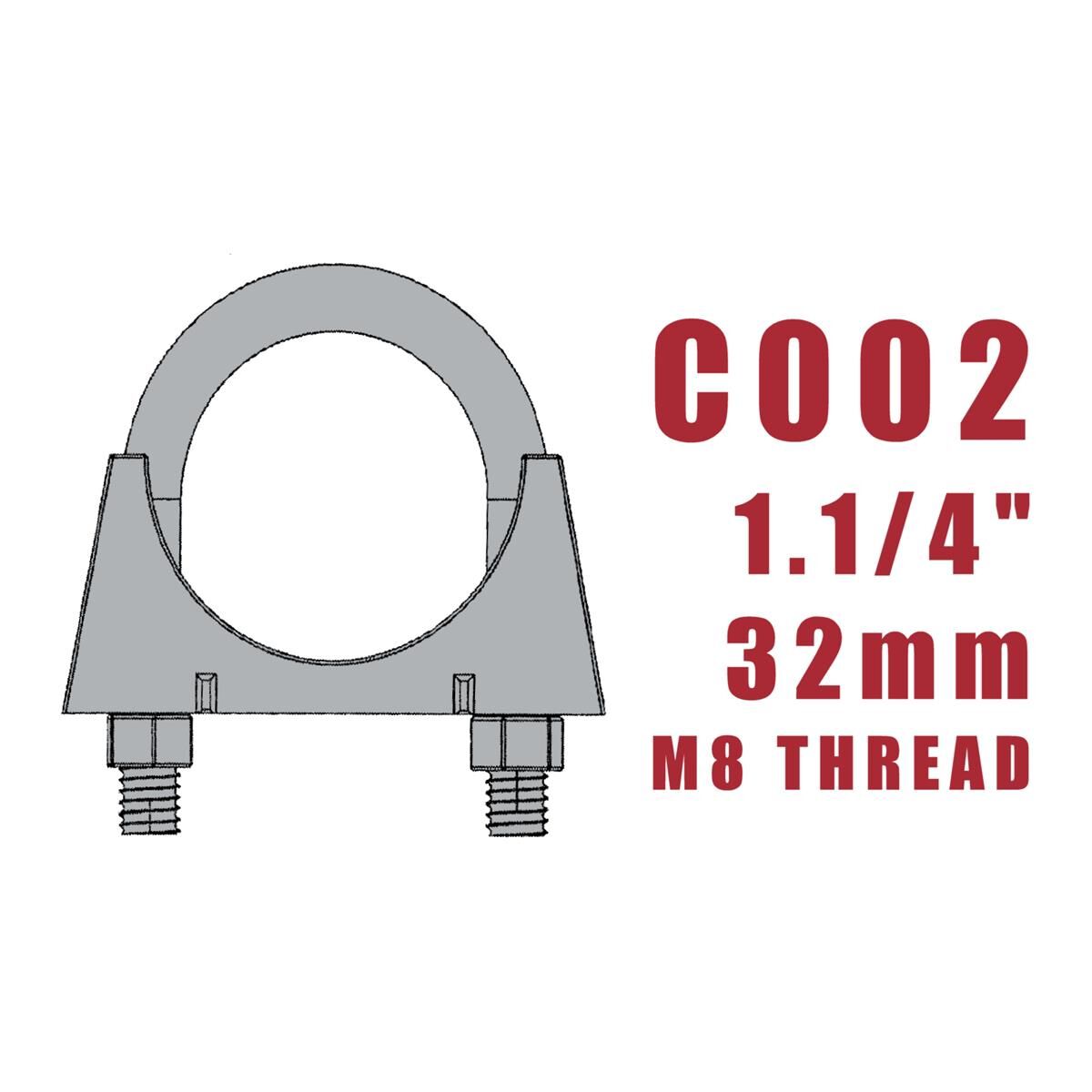 PKT 10 U-BOLT CLAMP M8 X 32mm ZINC PLATED, , scaau_hi-res