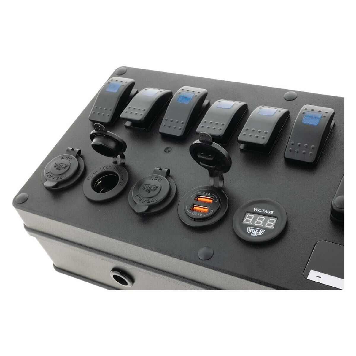 6 WAY DC CONTROL BOX 12/24v ABS PLASTIC VOLT, USB, PLUGS, , scaau_hi-res