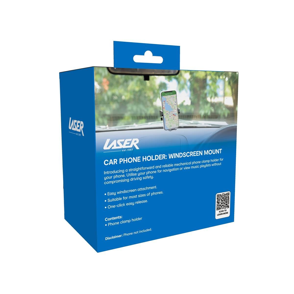 LASER CAR PHONE HOLDER WINDSCREEN MOUNT - UNIVERSAL FIT, EASY ONE-TOUCH LOCK & RELEASE, , scaau_hi-res