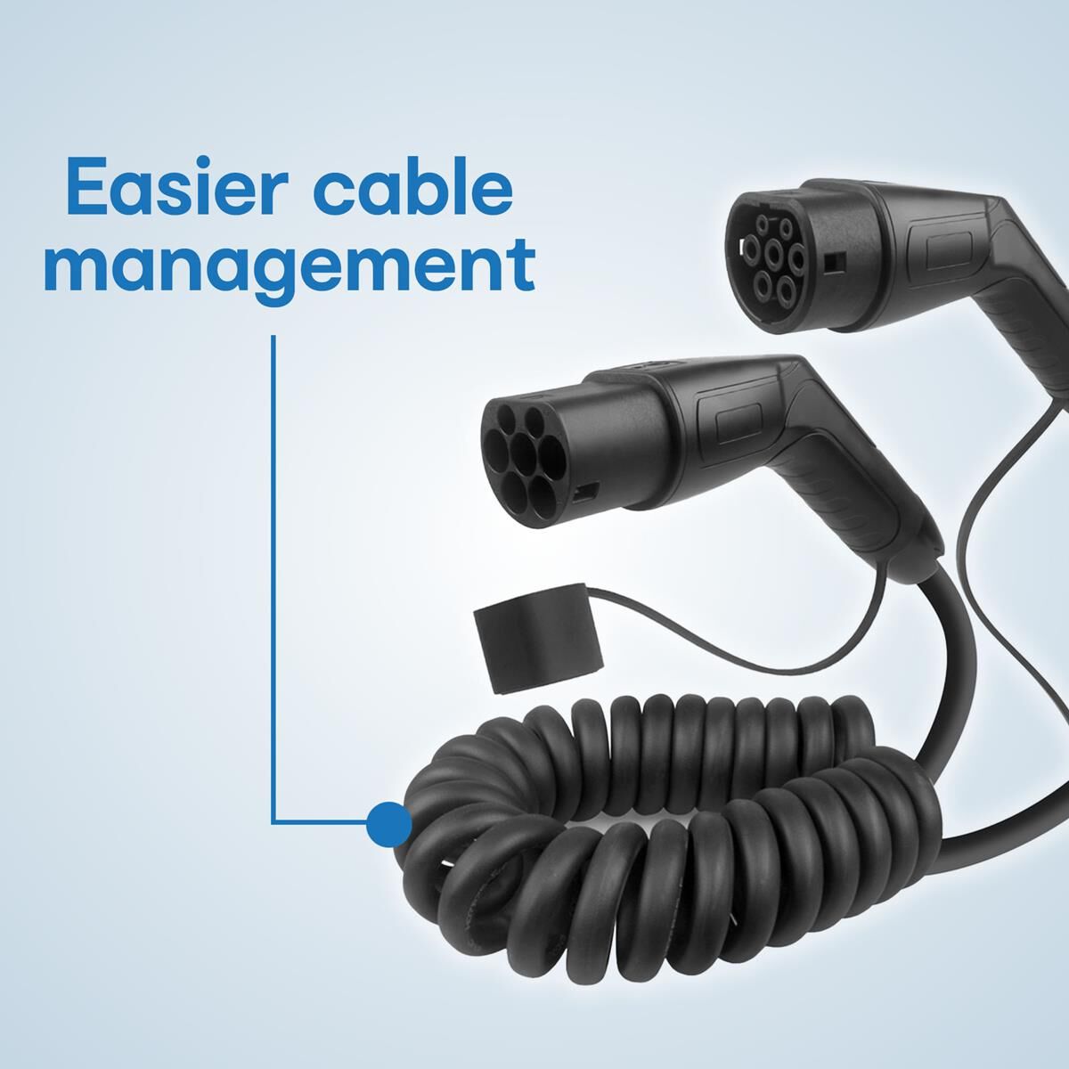 LASER 2.5M TYPE 2 TO TYPE 2 EV CHARGING CABLE &ndash; 22KW, 32A, IP55, COILED DESIGN, FAST CHARGE, , scaau_hi-res