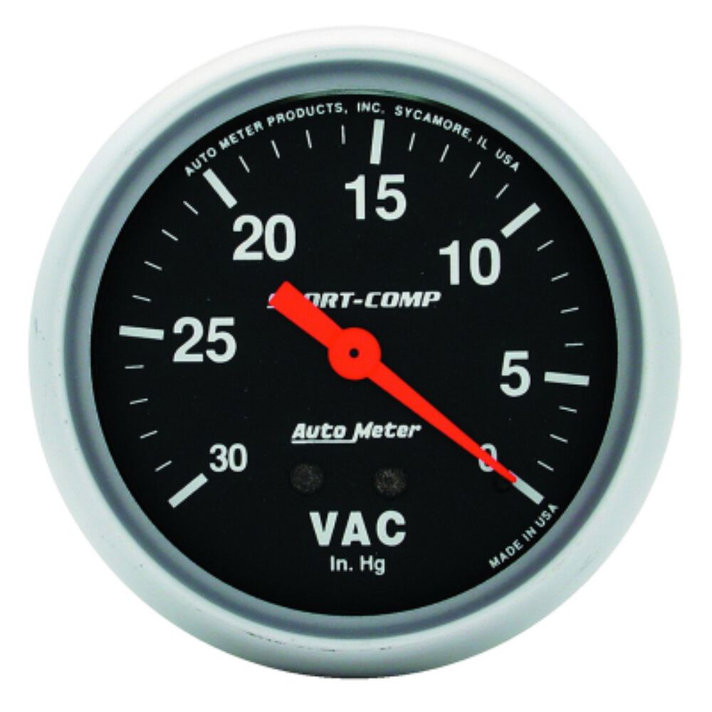 Autometer Vacuum Gauge Mechanical 10 Feet, 0 30 inHg, 2
