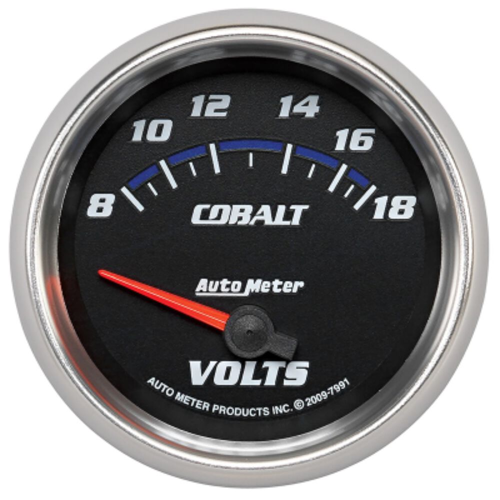 Autometer Cobalt Voltmeter Electric 2 5/8 Inch, Full Sweep, 8 18V