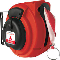 ALEMLUBE SAFETY BARRIER REEL 16M RED/WHITE W/HOOK & EYE, , scaau_hi-res