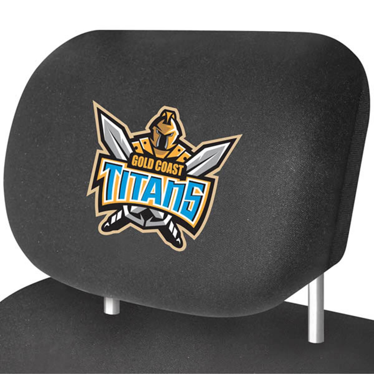 NRL CAR HEAD REST COVER - PAIR TITANS, , scaau_hi-res