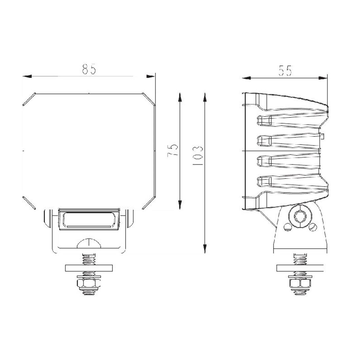 LED SQUARE WORKLAMP FLOOD BEAM60 Deg 9-36V 40W 4 LEDs BLACKHSNG 3,800Lmn IP69K, , scaau_hi-res