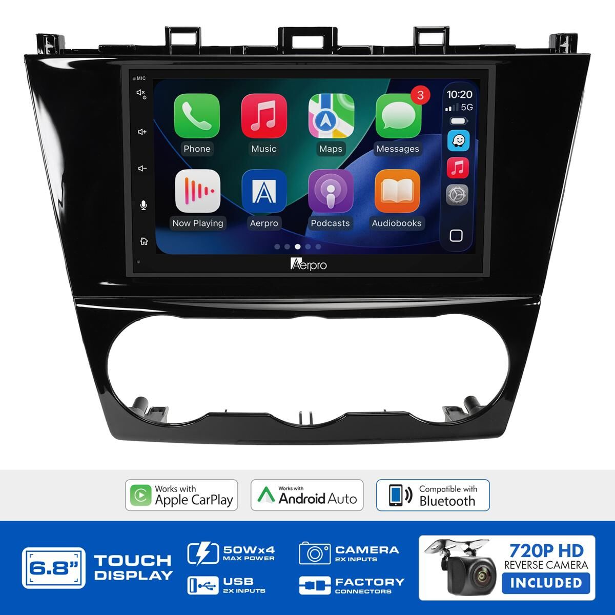 AERPRO 6.8" MULTIMEDIA RECEIVER HEAD UNIT KIT TO SUIT SUBARU VARIOUS MODELS WITH FACTORY NAV &ndash; AX8387KN, , scaau_hi-res