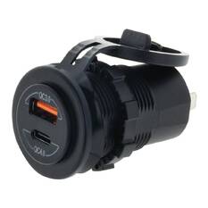 DUAL USB SOCKET PORT 1: QC3 18w, PORT 2: TYPE C QC4 36w NON LED, , scaau_hi-res