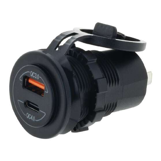 DUAL USB SOCKET PORT 1: QC3 18w, PORT 2: TYPE C QC4 36w NON LED, , scaau_hi-res