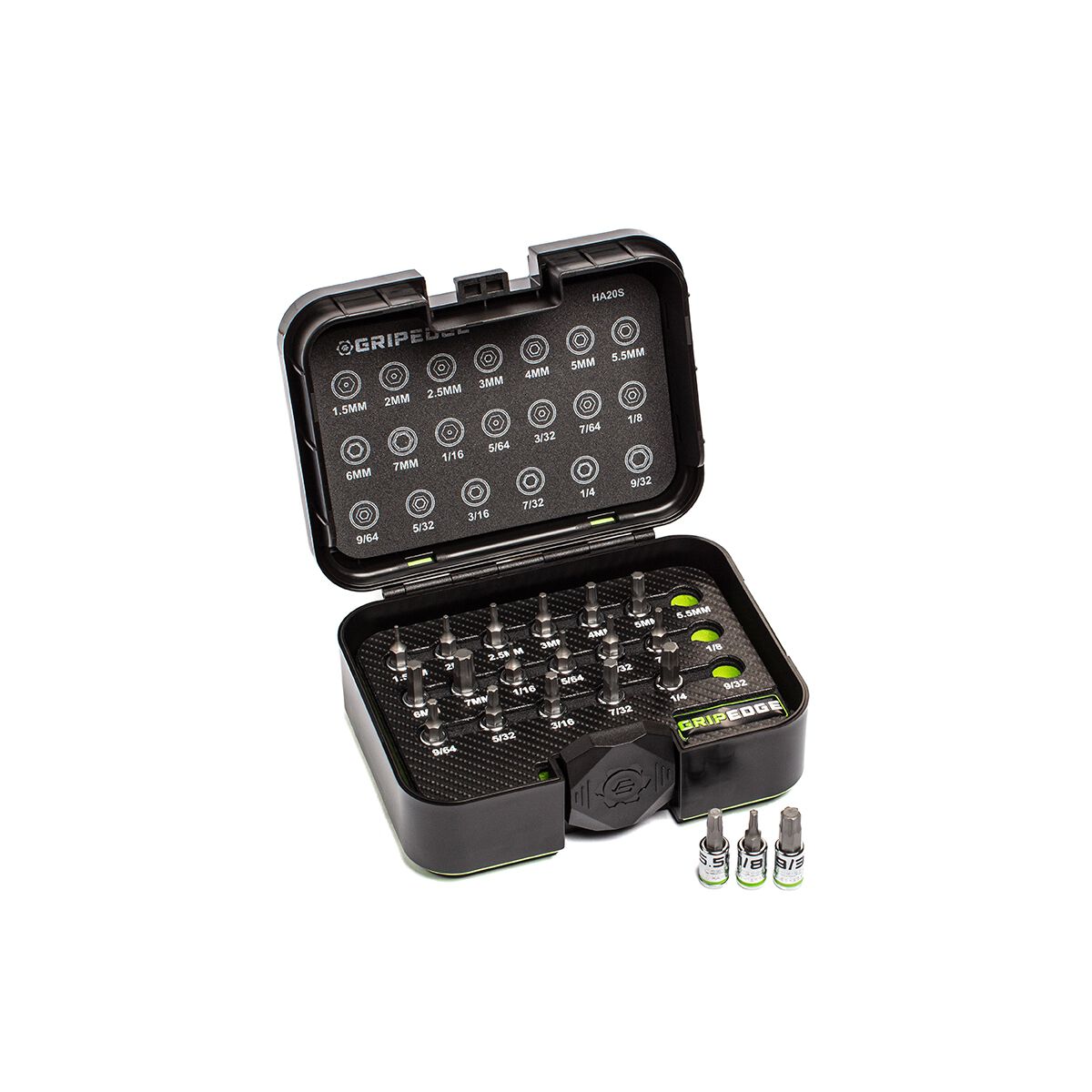 GRIPEDGE 1/4DR MET & SAE HEX DR SET 20PC, , scaau_hi-res