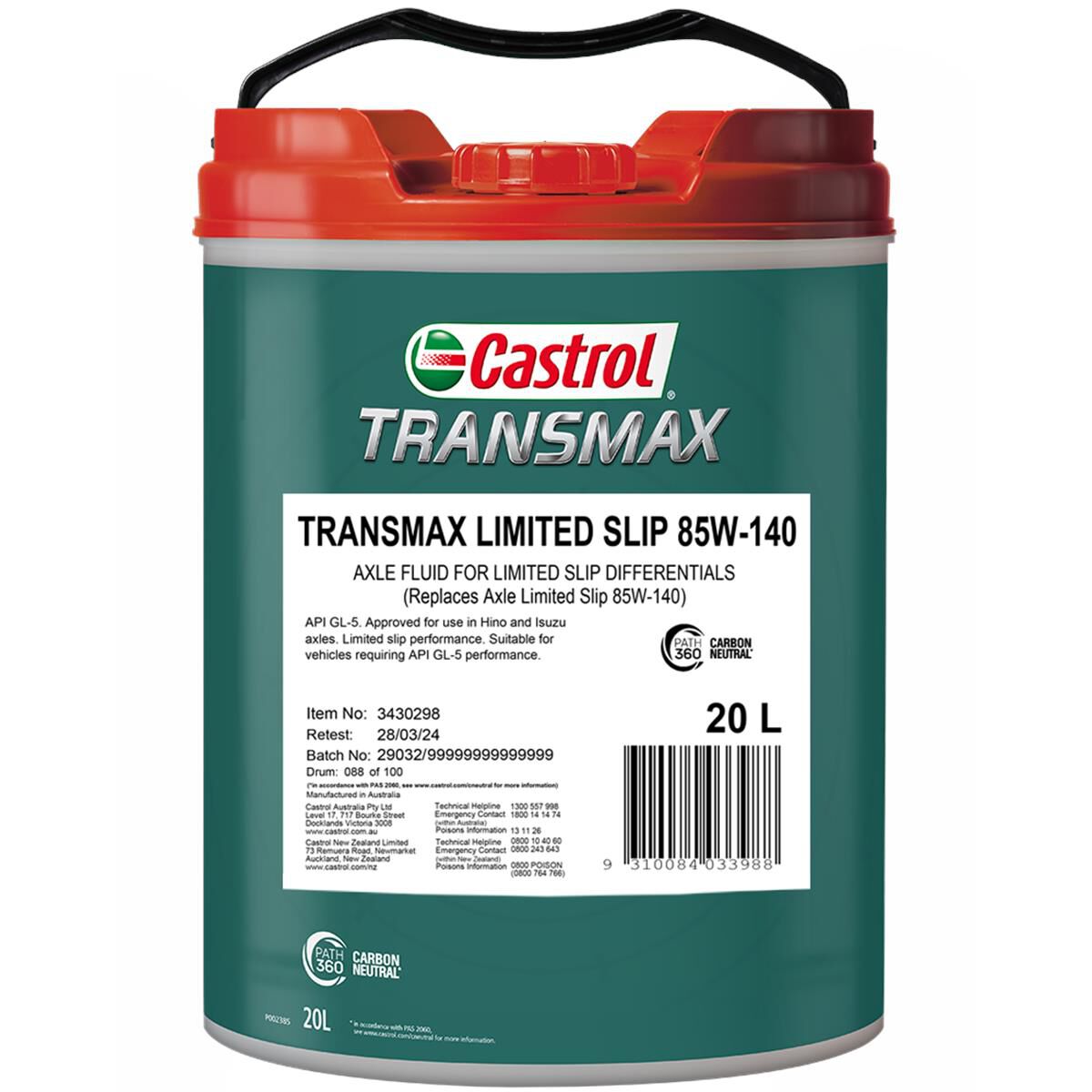 Castrol Transmax Limited Slip 85W-140 20L - 3430298