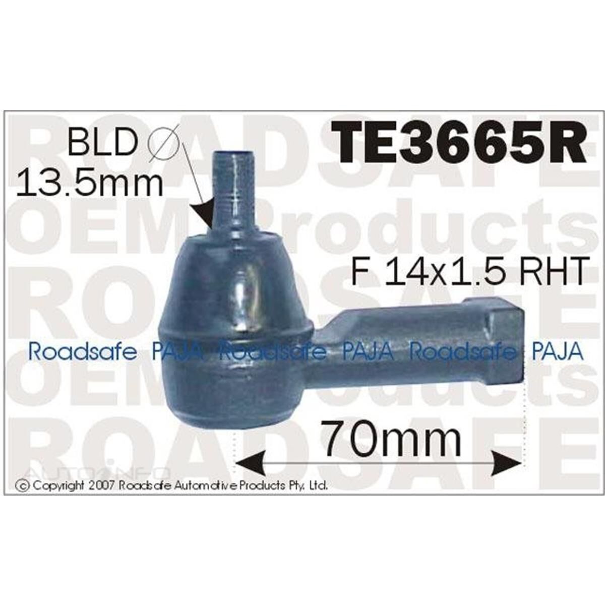 HYUNDAI (TE552R) 14X1.5 EXCEL S COUPE OUTER TIE ROD END, , scaau_hi-res