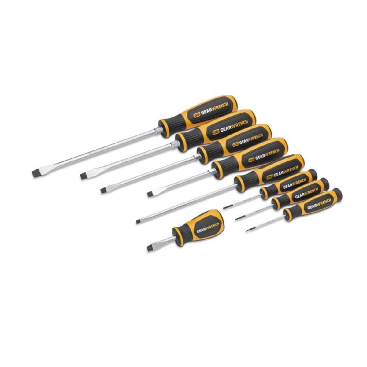 9 PIECE SLOTTED DUAL MATERIAL SCREWDRIVER SET IN FOAM STORAGE TRAY, , scaau_hi-res