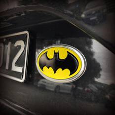 DC BATMAN 1989 LOGO 3D CAR EMBLEM (BLACK, YELLOW AND CHROME), , scaau_hi-res