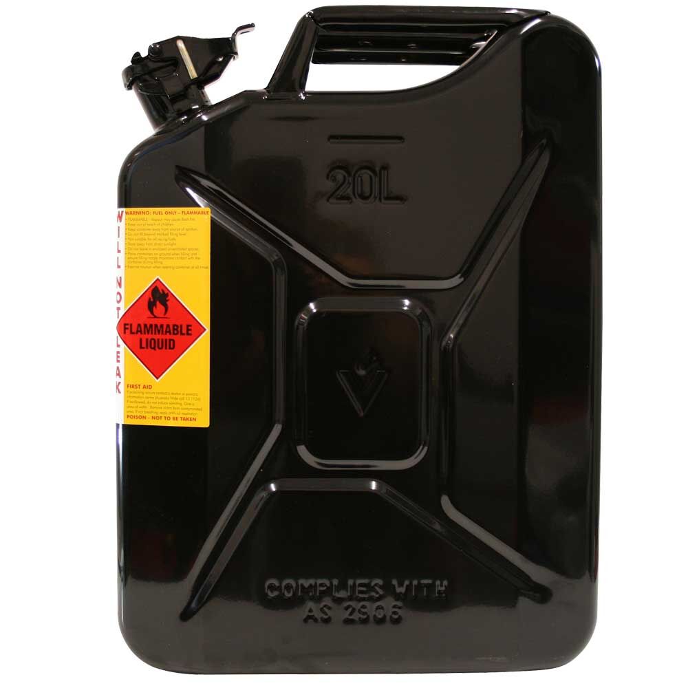 METAL JERRY CAN 20L OIL BLACK CARTON QTY 5, , scaau_hi-res