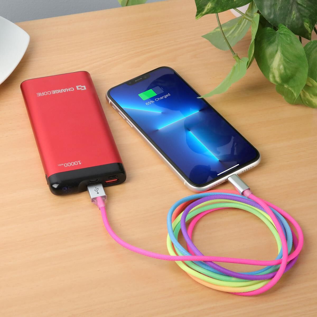 LASER MFI LIGHTNING TO USB-A CABLE RAINBOW COLOUR 1M &ndash; FAST CHARGE, DURABLE, NYLON-BRAIDED, , scaau_hi-res