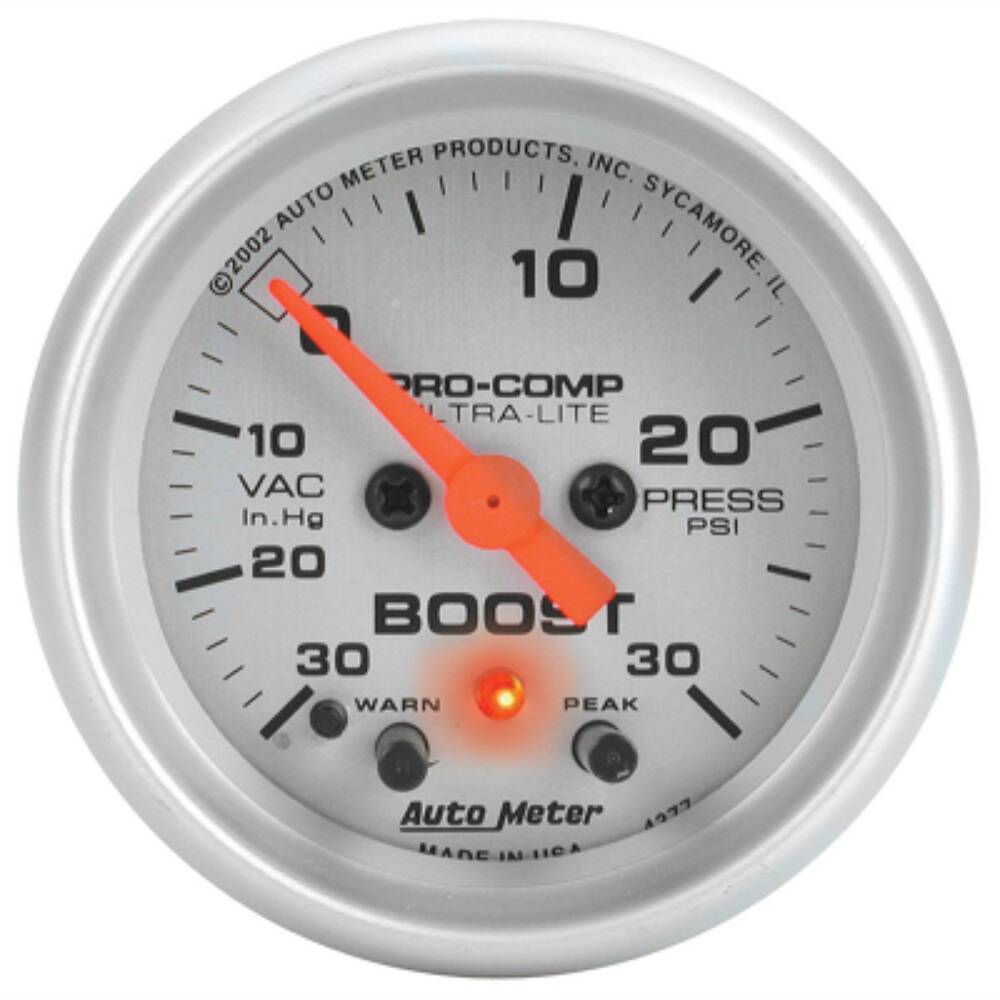 Autometer Ultra Lite Boost/Vacuum Gauge Electric With Peak 30 inHg/30