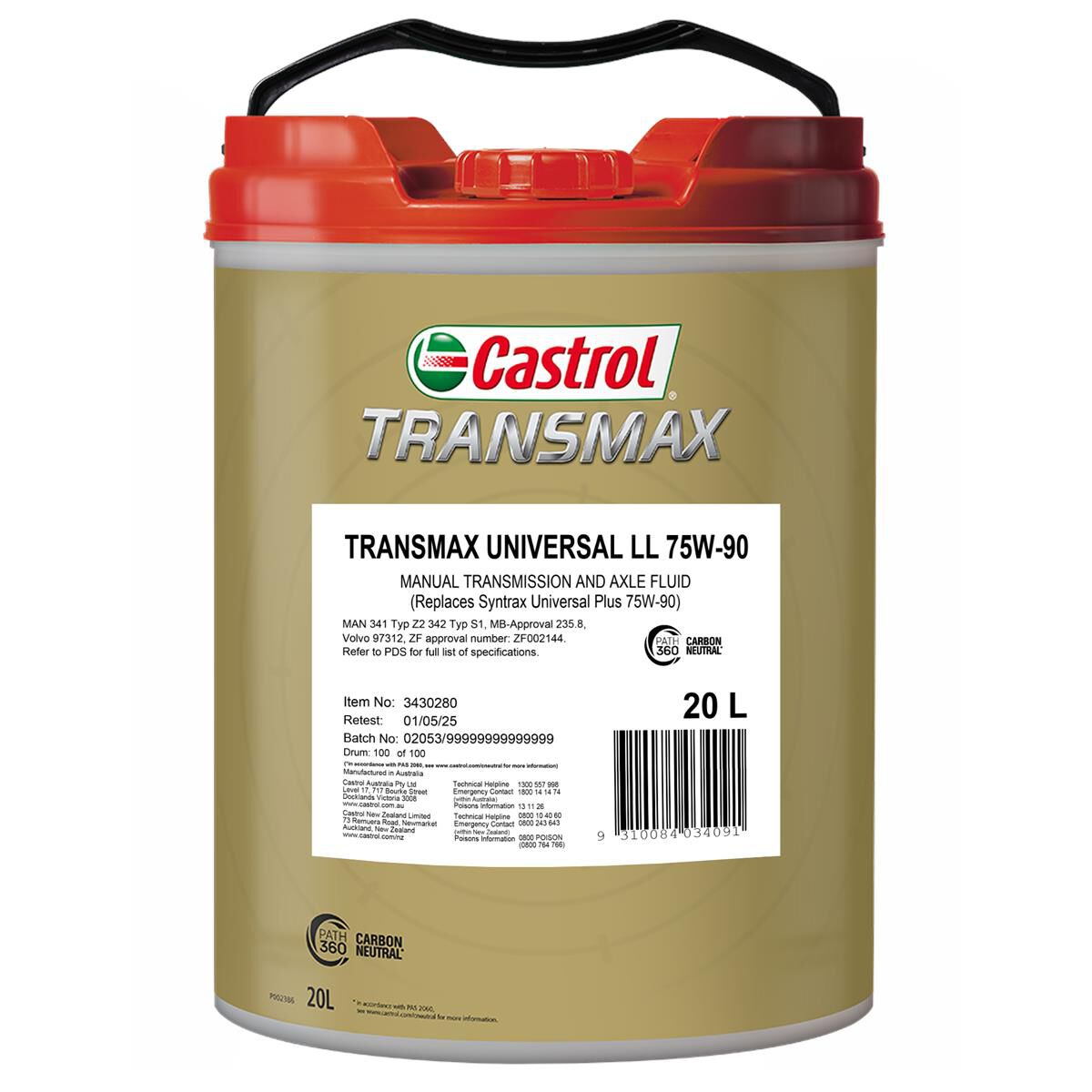 CASTROL TRANSMAX UNIVERSAL LL 75W-90 20L, , scaau_hi-res