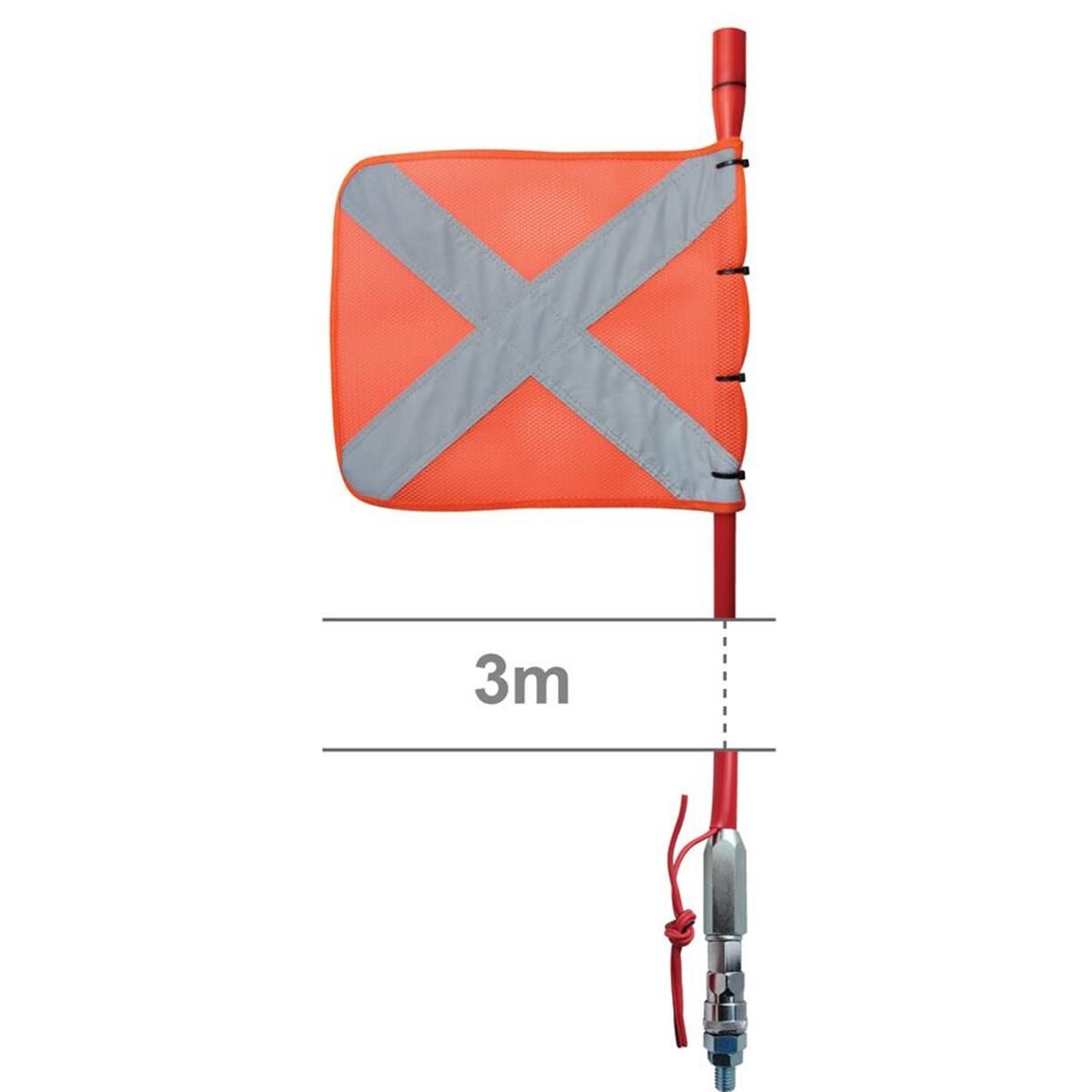 BUGGY WHIP 3.0M M/V LED, REFL CROSS FLAG W/- Q/REL MNT BASE, , scaau_hi-res