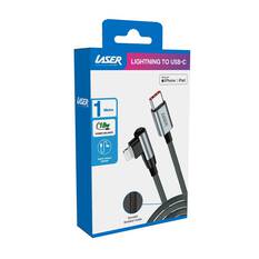 LASER 18W RIGHT ANGLE LIGHTNING TO USB-C BRAIDED CABLE – 1M, FAST CHARGE & DURABLE DESIGN, , scaau_hi-res