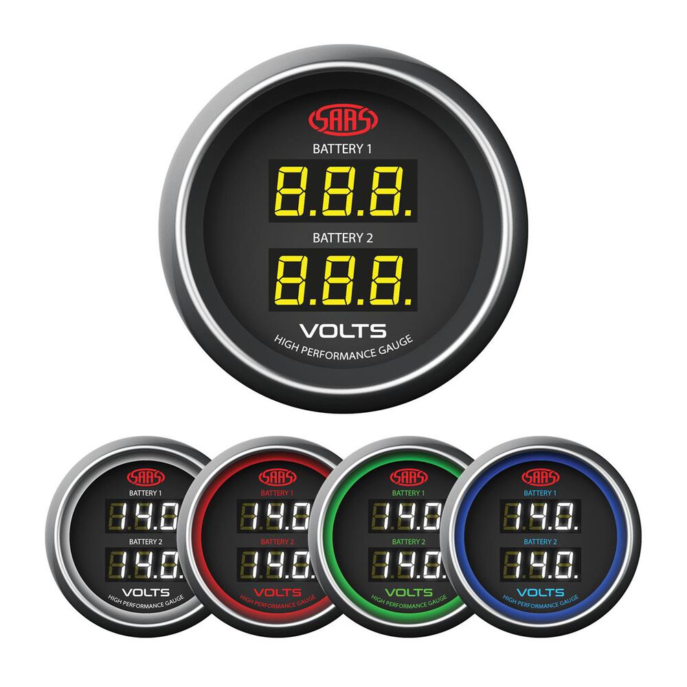 SAAS Muscle Series Dual Volt Digital Gauge 818V 52MM, Black SG