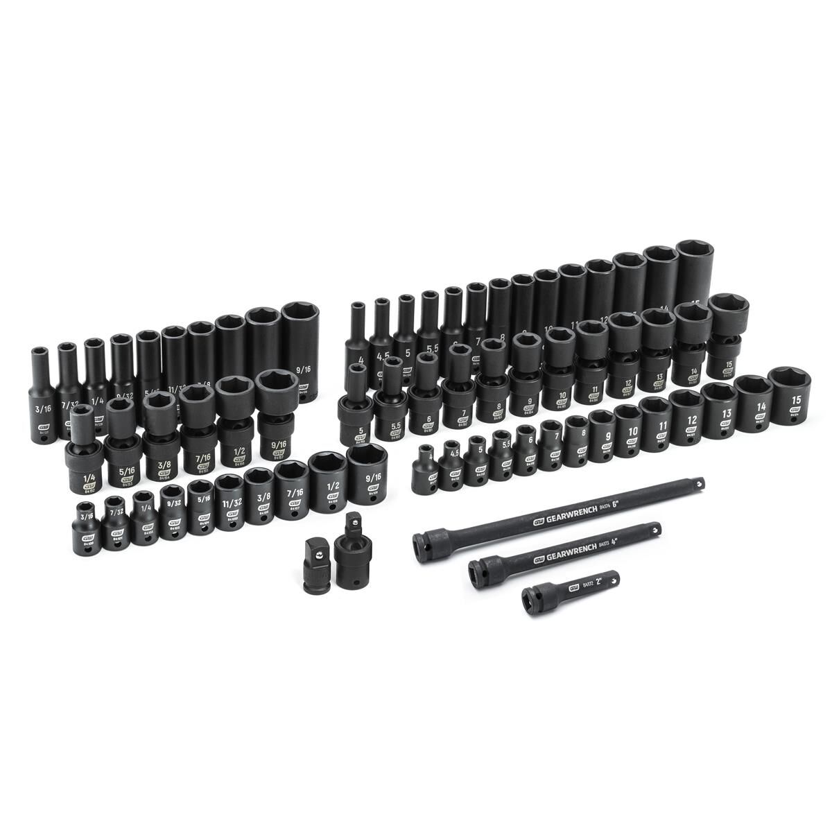 71 PC. 1/4&rdquo; DRIVE 6 POINT STANDARD & DEEP UNIVERSAL IMPACT METRIC & SAE SOCKET SET, , scaau_hi-res
