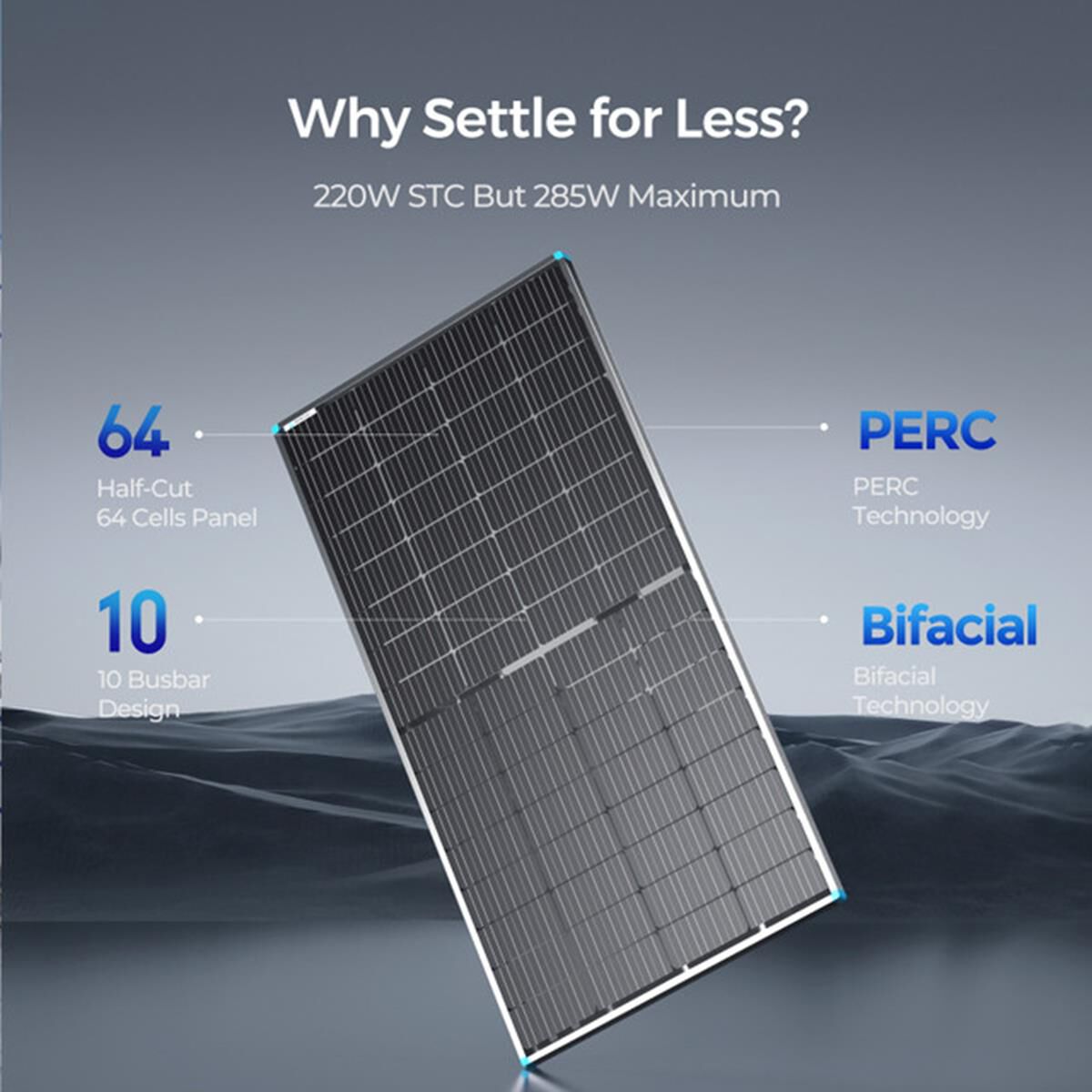 BIFACIAL 220 WATT 12 VOLT MONOCRYSTALLINE SOLAR PANEL, , scaau_hi-res