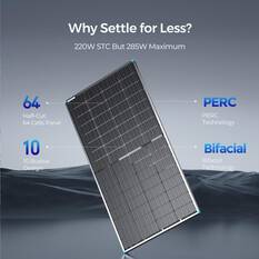 BIFACIAL 220 WATT 12 VOLT MONOCRYSTALLINE SOLAR PANEL, , scaau_hi-res