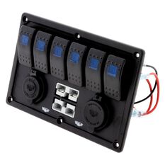 6 WAY SWITCH PANEL WITH 50A PLUGS ACC POWER SOCKET & USB, , scaau_hi-res